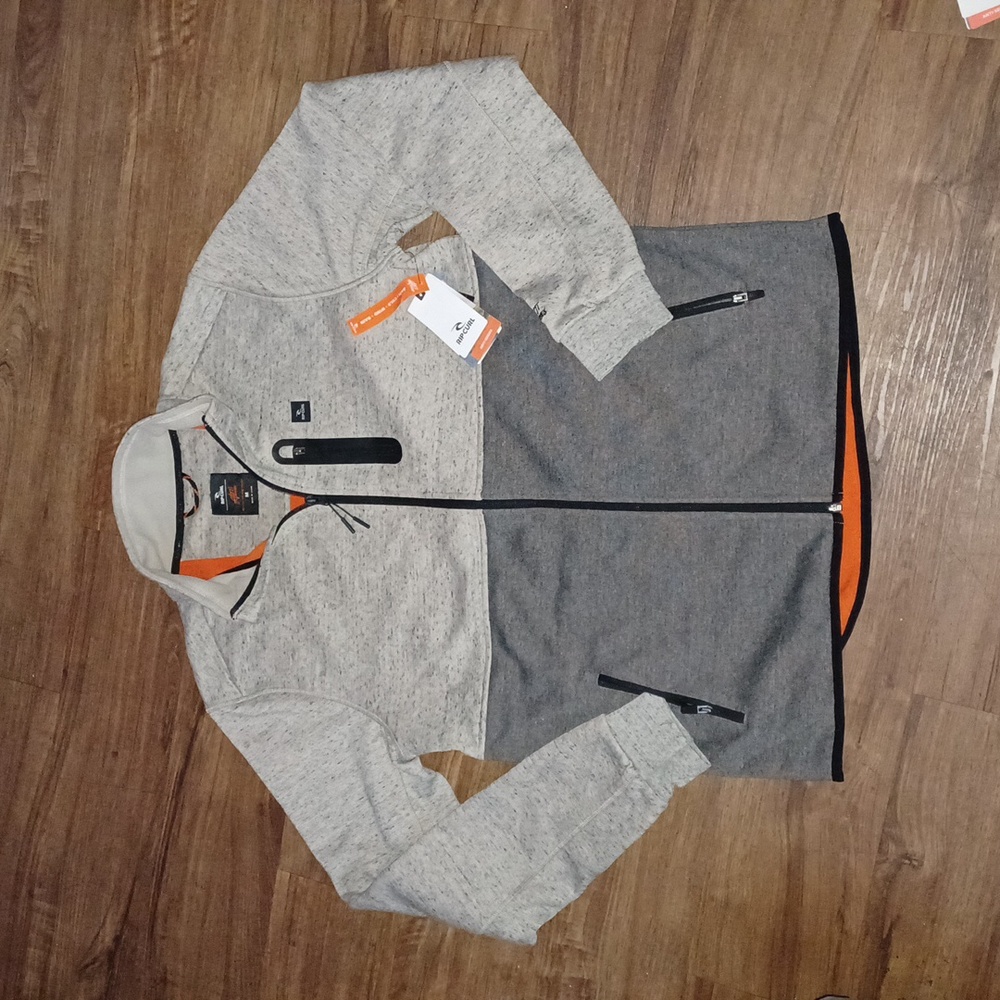 NWT Men's Rip Curl Zip Crew Fleece  Jacket. "Anti-Series Departed Zip Crew" Med